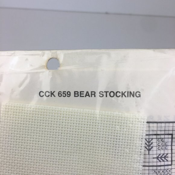 Vtg 1987 Dale Burdett Country Christmas Cross Stitch Kit Teddy Bear in Stocking - Picture 8 of 9